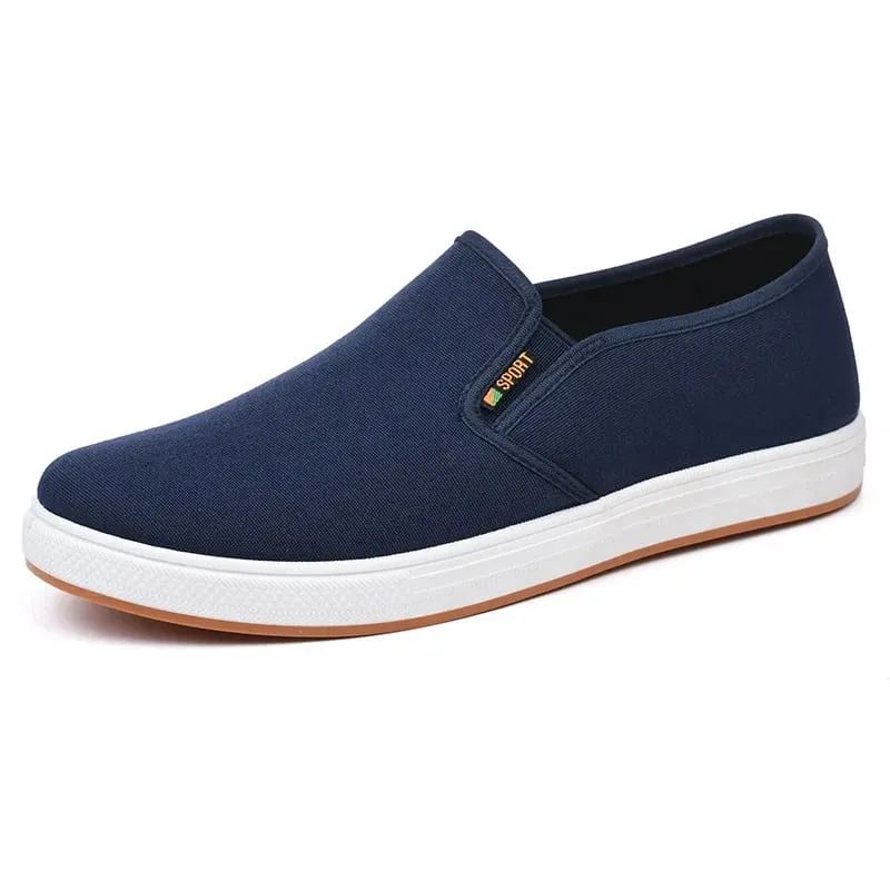Sepatu Kanvas Pria Sepatu Flat Ringan Vulkanis Slip-On Kasual, Pengiriman Gratis Terjangkau
