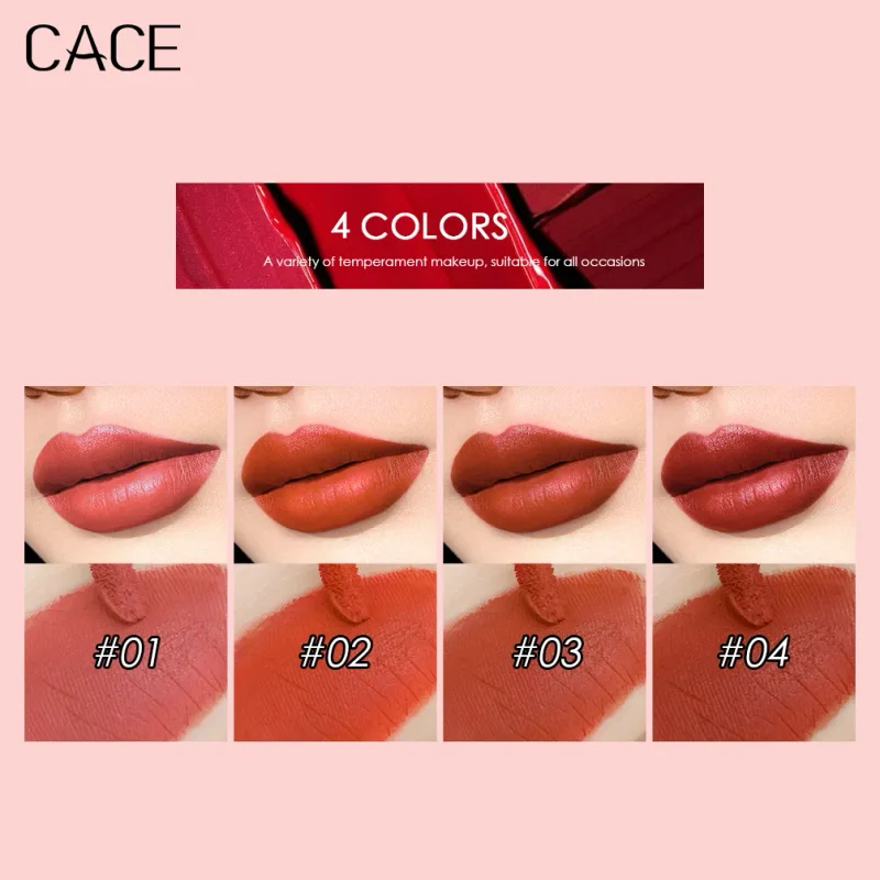 4 Pcs Matte Liquid Lipstick Makeup Sets Sexy Red Lipgloss Tint Lasting Waterproof Lip Stain Gloss Cosmetics With Necklace