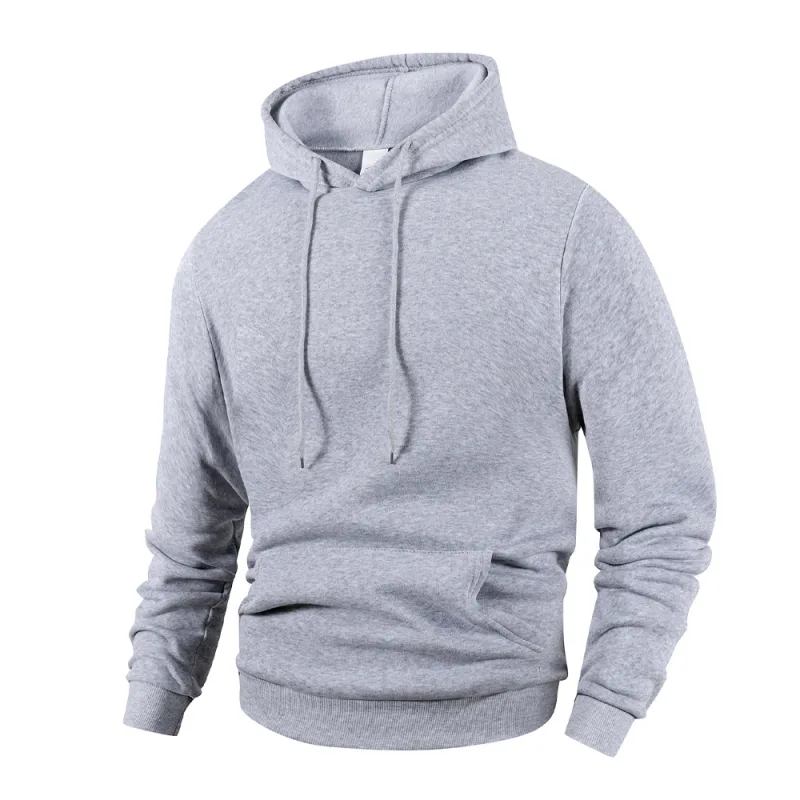 Men's Casual Thicken Hoodies Autumn Winter Long Sleeve Pullover Fashion Loose Solid Color Sweatshirt Spring Warm Outdoor Hoody — image 6