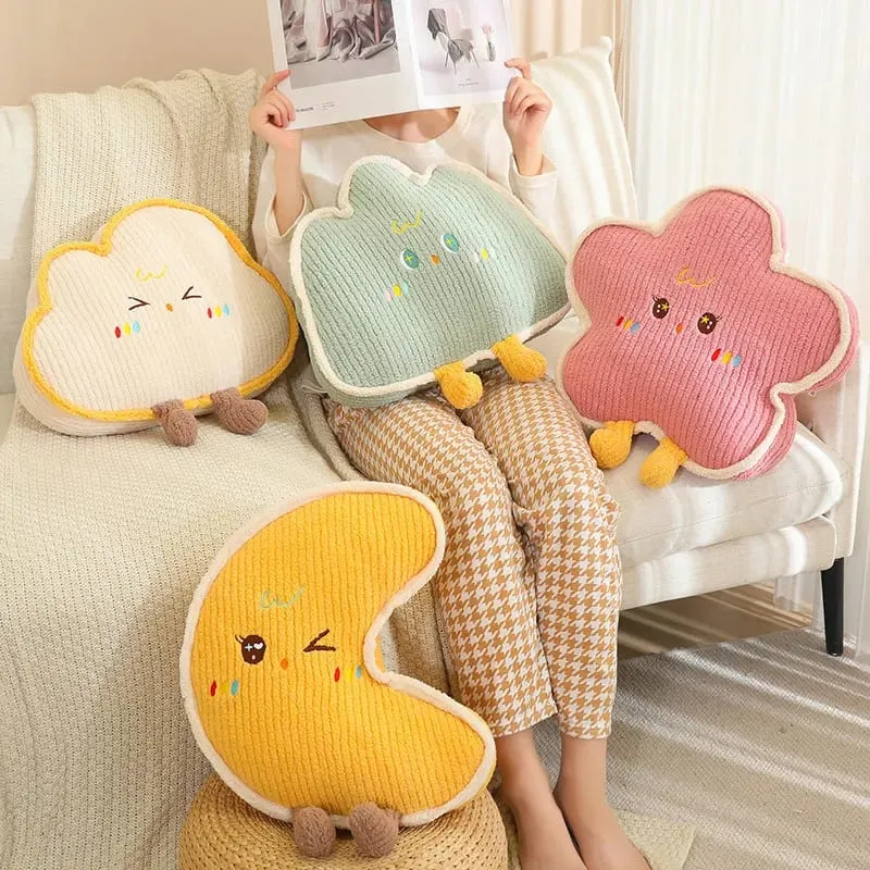 Cute Home Decoration Cartoon Plush Pillow Natural Series Plushies Pillow Cushions Moon Star Cloud Grass Soft Toy Kawii Gift — image 3