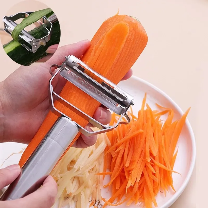 1 Pak Pengupas Baja Tahan Karat Dapur Pemotong Sayur Multifungsi Alat Buah dan Sayuran Parutan Melon Wortel Kentang