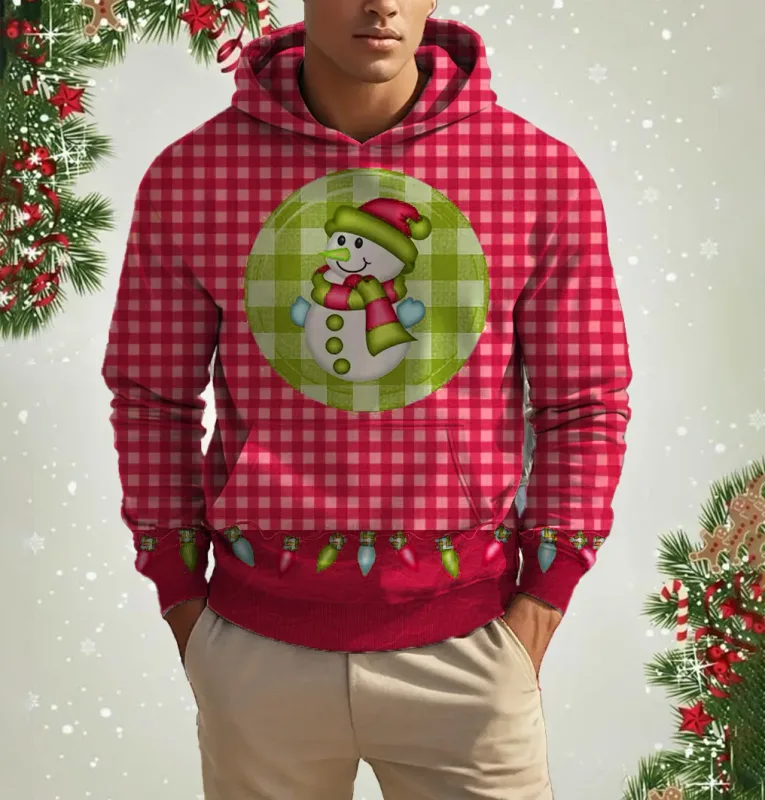 Men's Christmas Reindeer Print Hoodie Animal Cartoon Pattern Sweatshirt Casual Cute Polyester Spandex Blended Hooded Sweatshirt