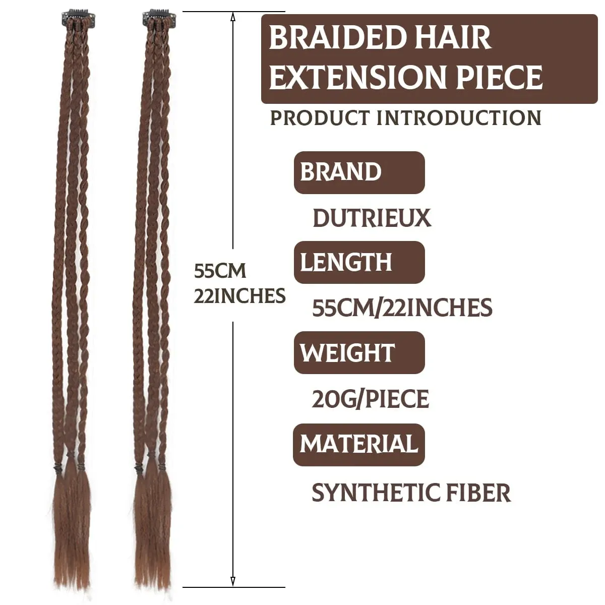 Braid Hair Extensions Clip in Hair Extensions One Clip Long Natural Soft Synthetic Hairpieces for Women Highlights — image 2