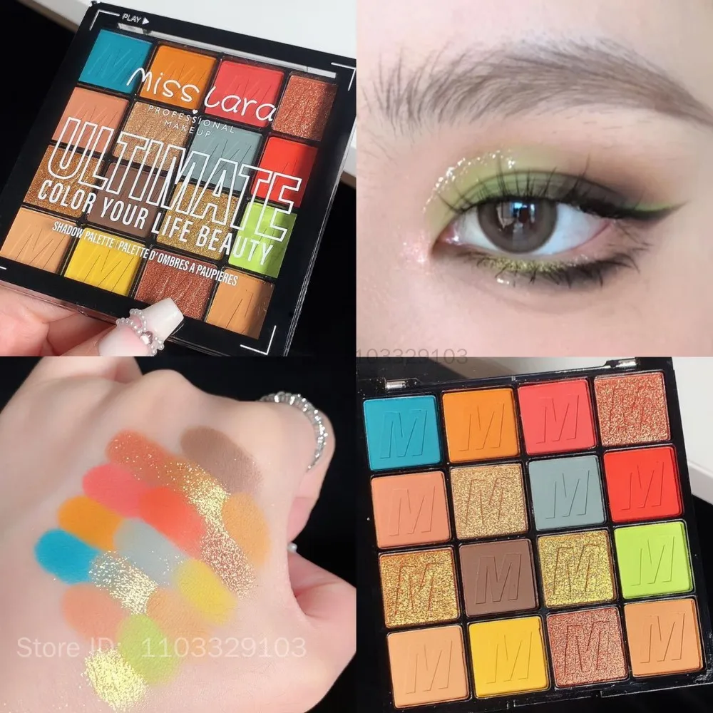 Rainbow 16 Colors Eye Shadow Summer Palette Long Lasting Waterproof Pearlescent Matte Shimmer Eyeshadow Women Beauty Eye Makeup — image 6