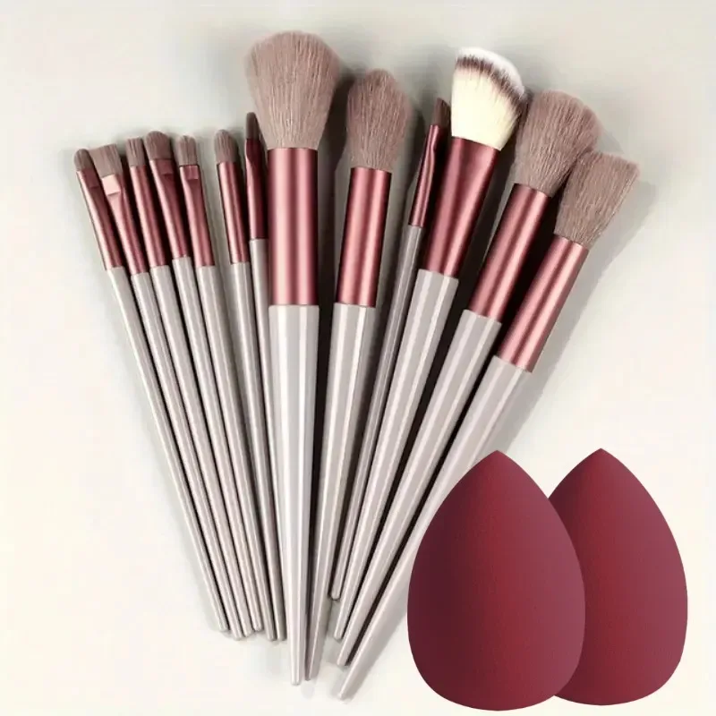 13Pcs Soft Fluffy Makeup Brushes Set for Cosmetics Foundation Blush Powder Eyeshadow Kabuki Blending with Makeup Sponge Egg
