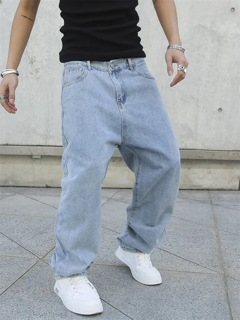 Spring Autumn Men Baggy Jeans Oversize Straight Loose Casual Denim Trousers Solid Color Streetwear Fashion Y2k Wide Leg Pants — image 9