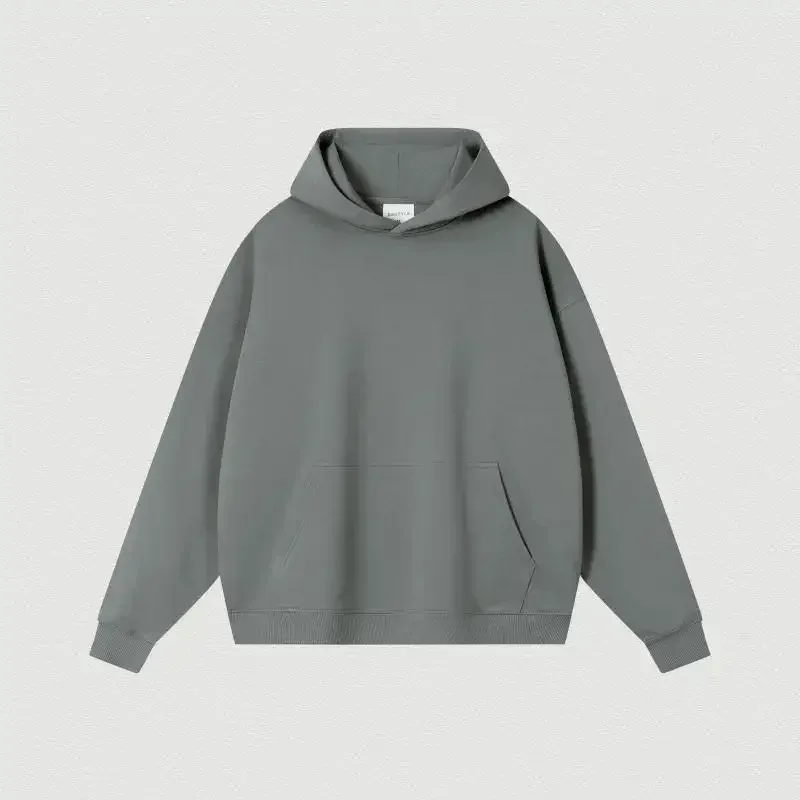 400GSM Oversized Frency Terry Autumn Winter Casual Cotton Men Woven High Quality Top Solid Color Hoodies Sweatshirt Streatwear — image 14