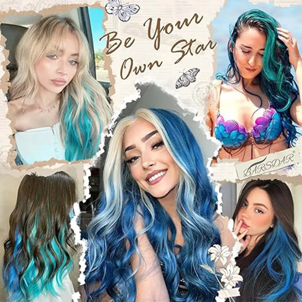 10 PCS Highlights Clip-in Synthetic Hair Extensions Hair Accessories Hairpiece for Girls Women Party Favor Cosplay Gift 22 Inch — image 9