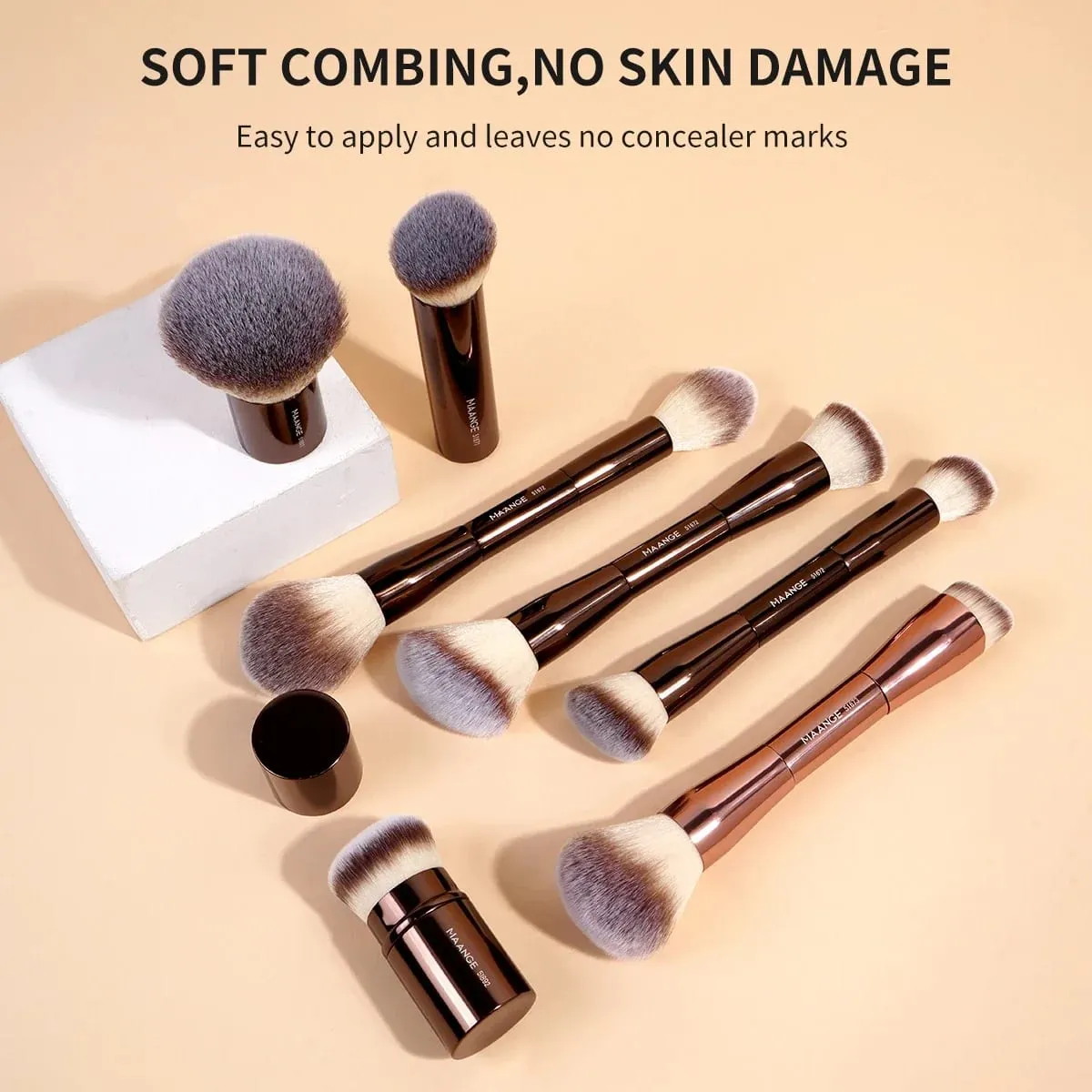 20pcs/set Pro Makeup Brushes Double Ended Foundation Concealers Blush Eye Shadows Brush for Liquid Cream Powder Blending — image 2