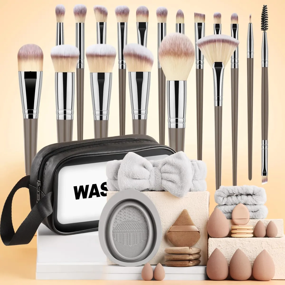 39Pcs Makeup Kit 18Pcs Brushes & Beauty Accessories Soft Bristle For Full Face Home Travel Cosmetic Set — image 1