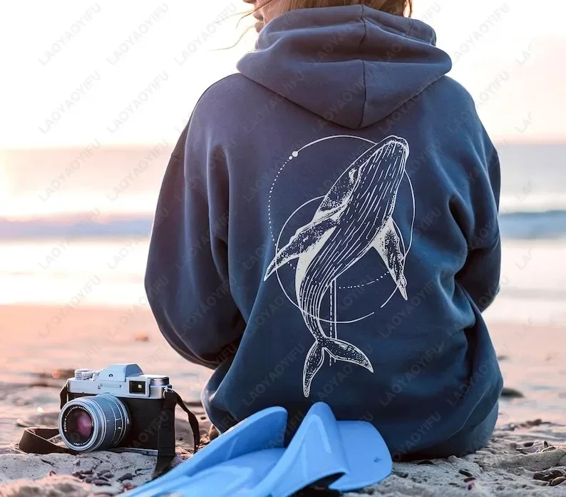 Whale Fish Sea Life Hoodie Pullover for Ocean Lovers Men Women Gift Diving Coconut Beachy Girl Autumn Fashion Sweatshirt Gifts — image 6