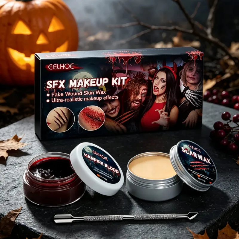 SFX Makeup Kit Fake Wound Vampire Blood Real Effect Long Lasting Safe Skin Friendly Halloween Special Effects Makeup Kit
