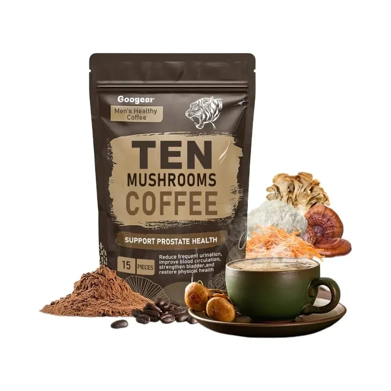 Mushroom Powder Supplement with 10 Mushroom Blend Men's Healthy Mushrooms Coffee Powder Daily Nutrition and Energy Support