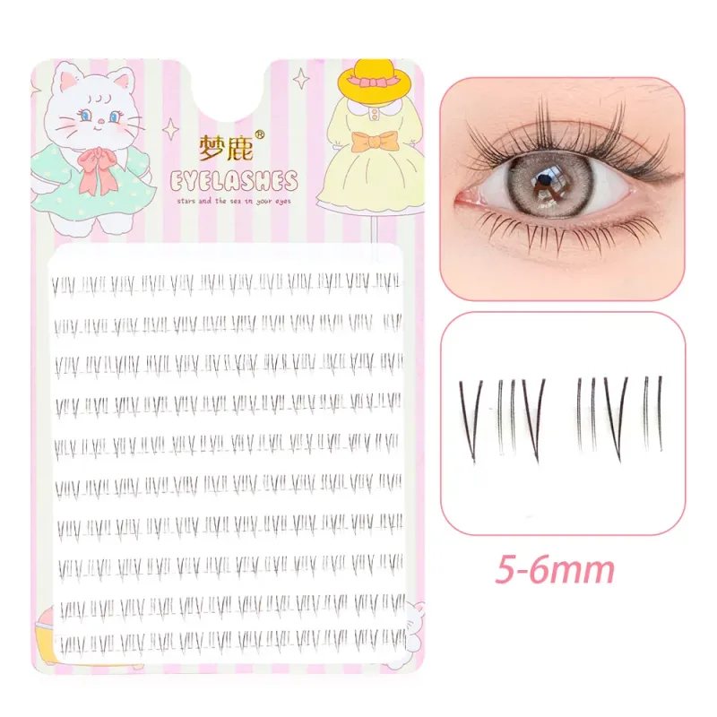 Menglu 4-7mm Brown Under Lashes Little Flame Lower Eyelashes W-41 Natural Short Style Imitation Hand Painting Fake Eye Lashes — image 16