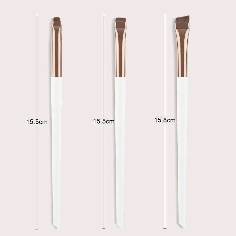 3 Pcs White Gold Eyeliner Brush Oblique Head Eyebrow Brush Outline Eyeliner Brush Ultra-thin Eyeshadow Brushes Makeup Tools — image 2