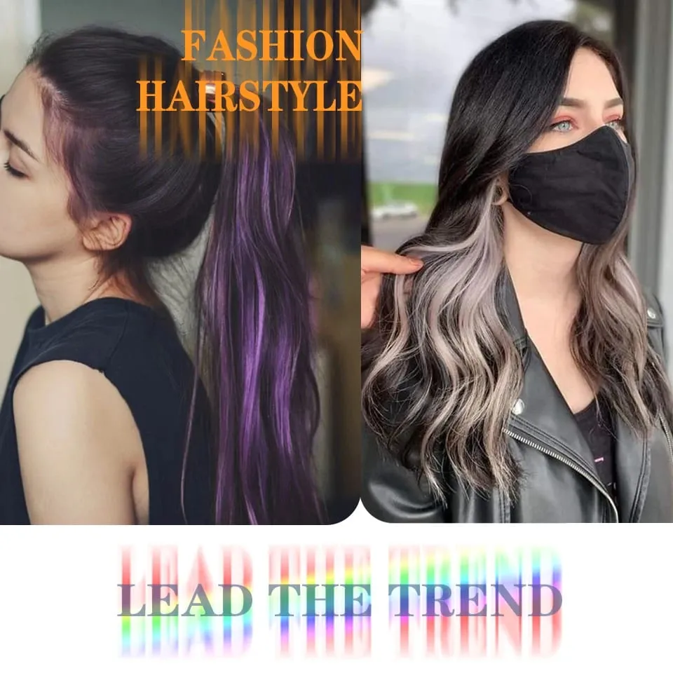 Synthetic Clip In One Pieces Colorful Hair Extensions Curly Synthetic Hair Pieces 18" Long Ombre Hair Pink Purple Red Blue — image 7