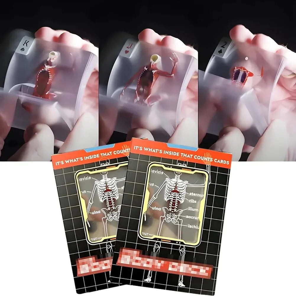 The Body Deck Cards Reusable Body Transparent Playing Cards Multi-Purpose Human Anatomy Playing Cards for Friend Gifts