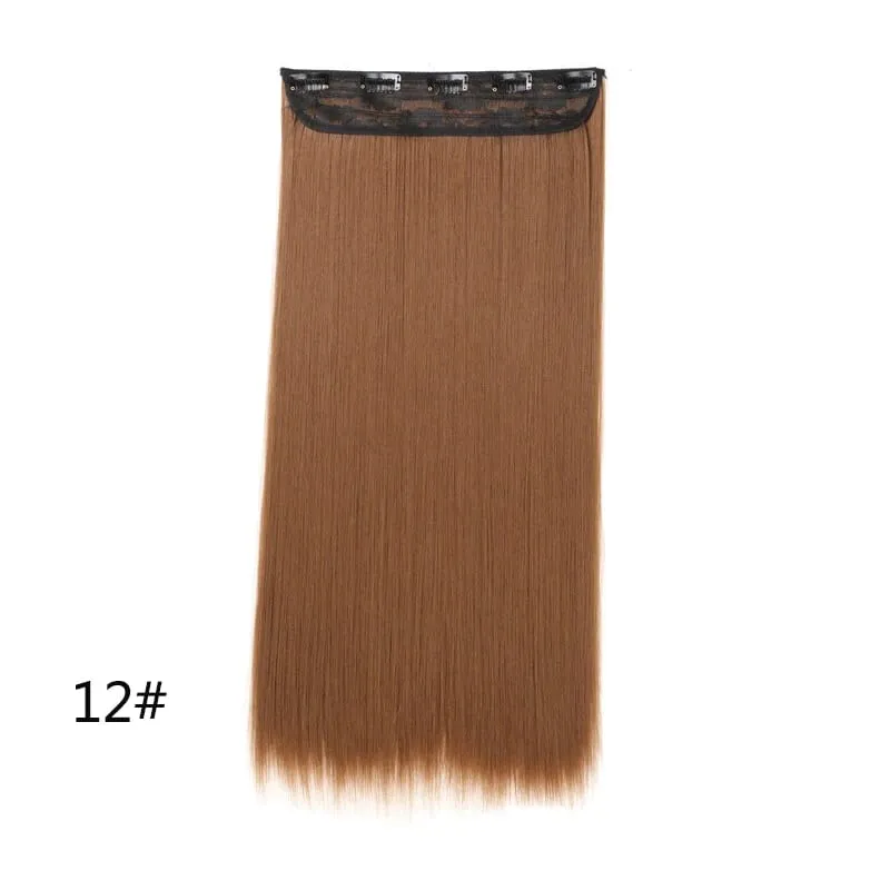 Synthetic 5-Clip One Piece Invisible Hair Extensions Long Straight 24Inch Heat Resistant Hairpiece for Women — image 17