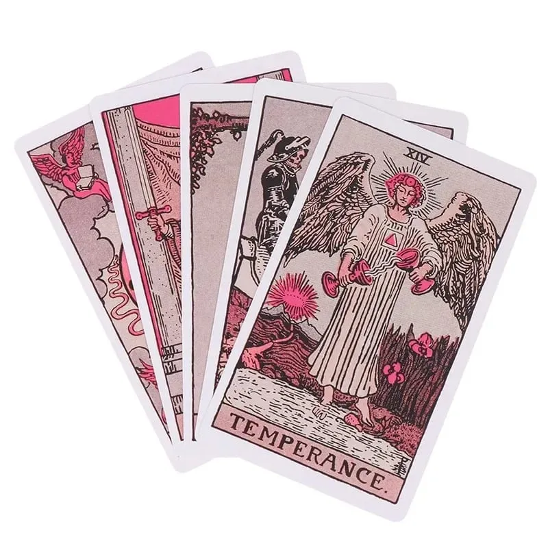 Juego de cartas de Tarot Pink Rider Waite para principiantes, juego de adivinación de profecía, tablero de fiesta familiar, cartas del destino, juego de adivinación — image 5