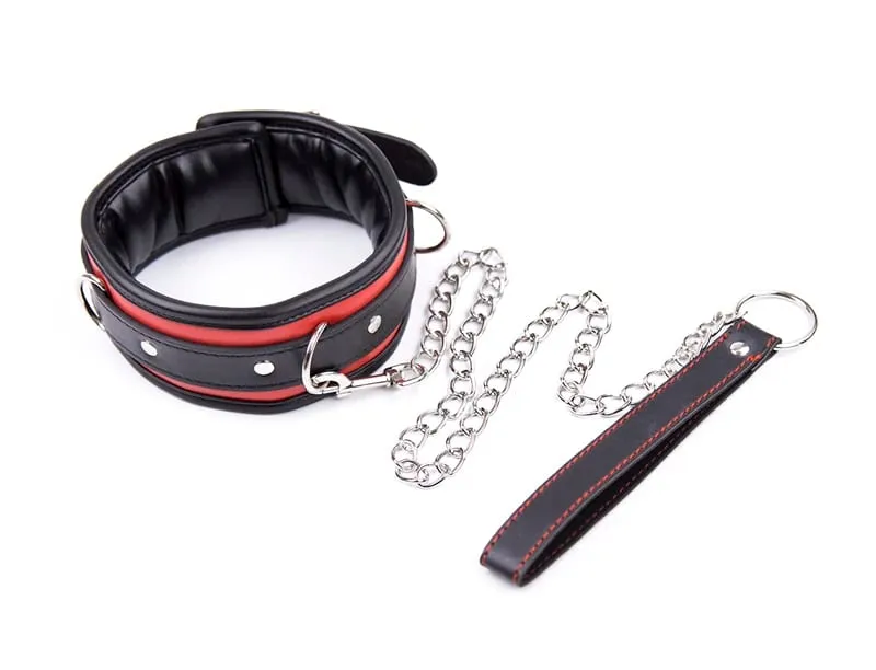 Collar Leather And Iron Chain Link Sponge Filling Bdsm Slave Collars Women Bondage Collar Sex Toys