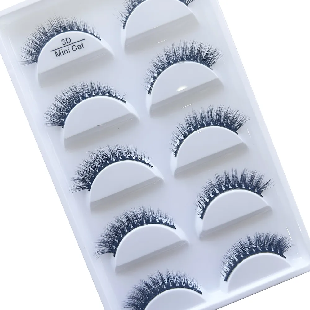 5 Pairs 3D Mink False Eyelashes Soft Lashes Cat Eye Eyelash Makeup Faux Cils Cilios Maquiagem H13 MINI CAT E01 — image 1