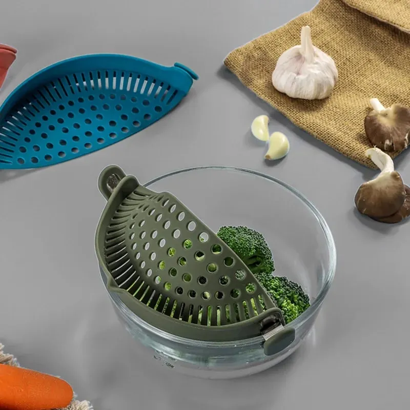 Silicone Pot Side Drainer Vegetable Noodle Drainage Filter Pour Baffle Kitchen Gadgets — image 5