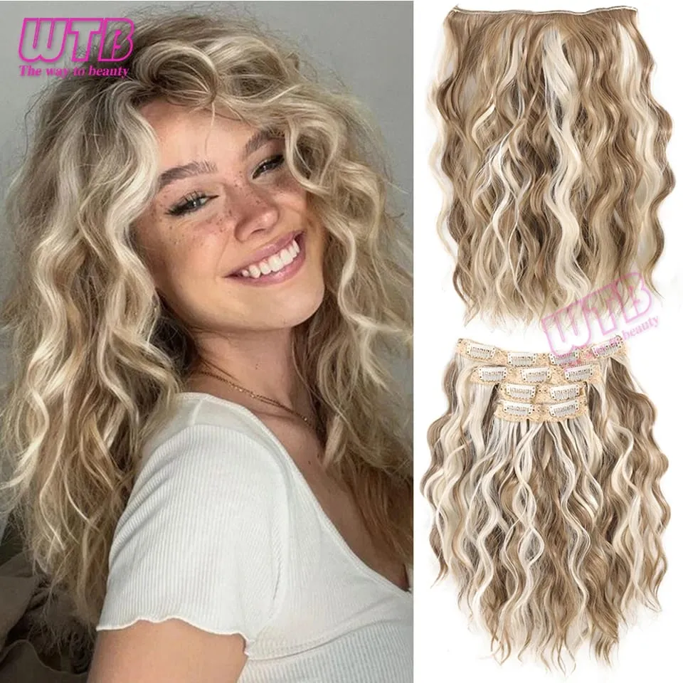 Synthetic Heat Resistant Hair Extensions Multi Color Clip-in Body Wave 12inch 4 PCS Double Weft for Women Girl Daily Party Use — image 18