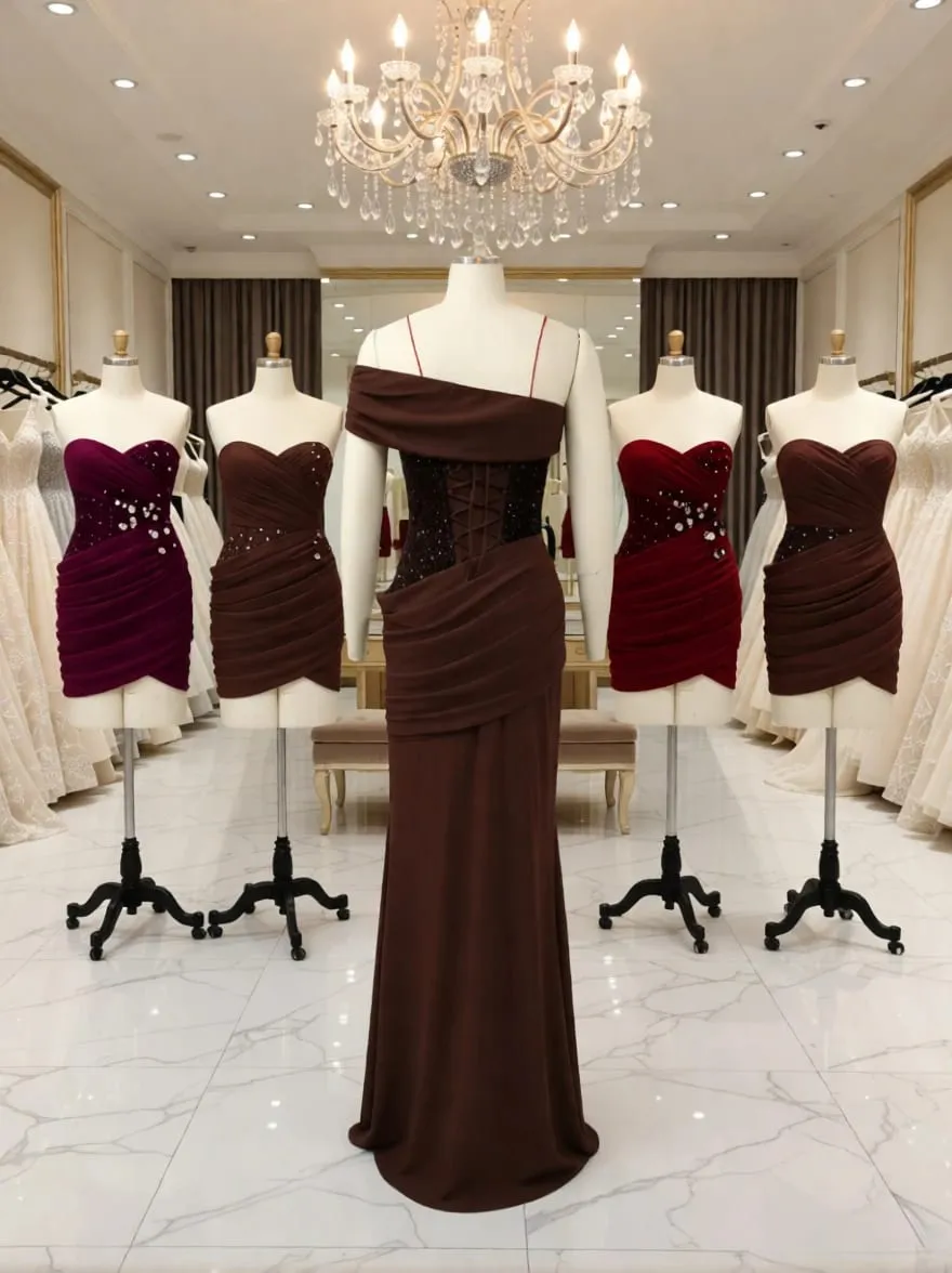 Suninheart – robe de soirée asymétrique épaule dénudée pour femmes, tenue élégante drapée à paillettes, dos Long à lacets, style sirène, Maxi, robe de soirée — image 6