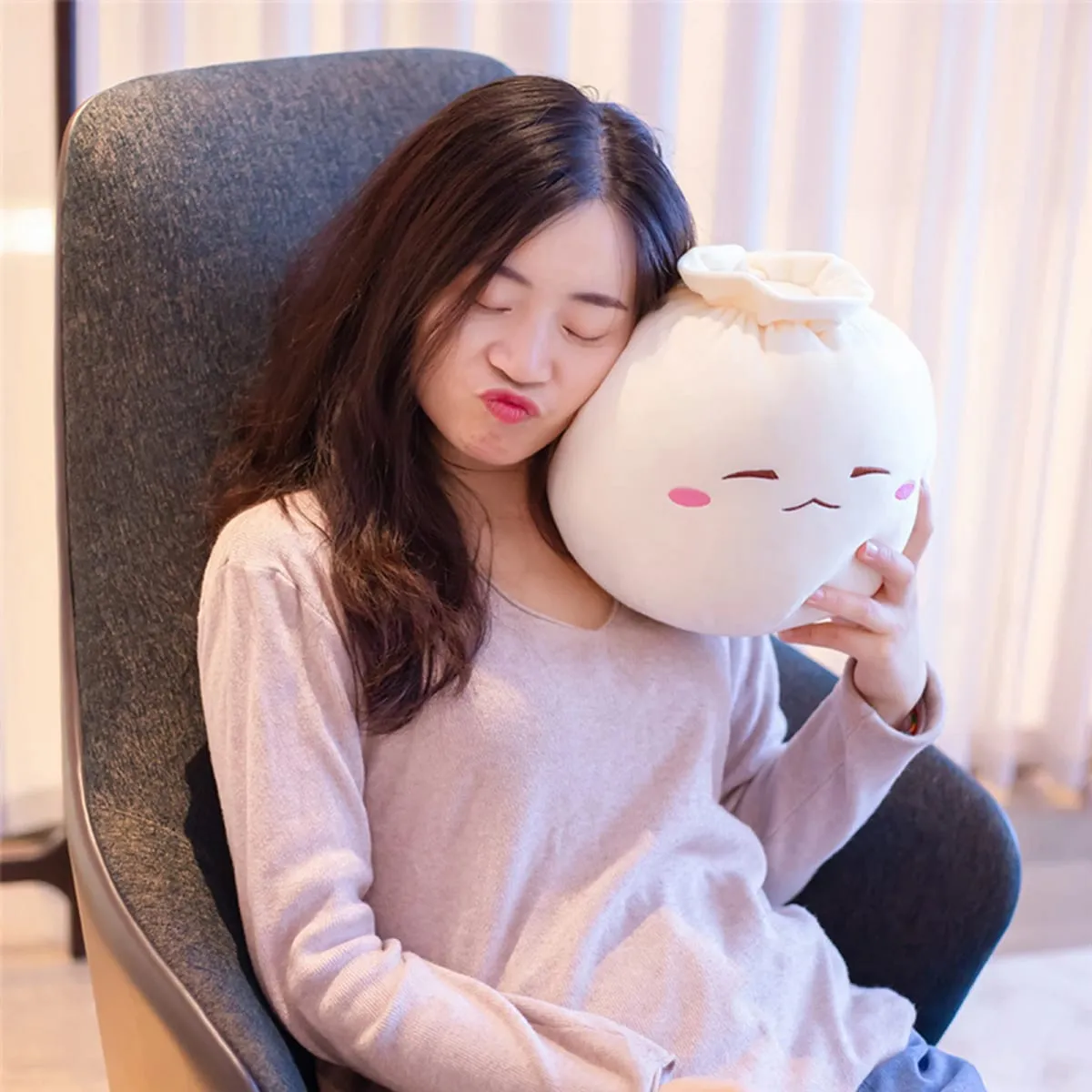 Stuffed Plush Cartoon Dumpling Plush Pillow for Car Room Office Dumpling Plush Pillow Toy Sofa Pillow Soft Back Cushion Ornament — image 4