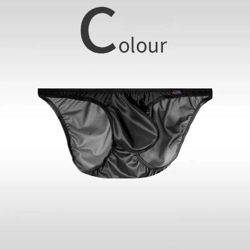 Glossy Mens Sexy Briefs Ice Silk Underwear Low Rise Silky Male U Convex Pouch Underpants Breathable Man Bikini Panties Smooth
