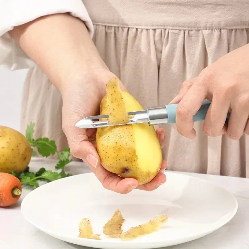 Pelador de verduras giratorio multifuncional para patatas, zanahorias, manzanas, herramienta de cocina ergonómica antideslizante, rebanador de frutas, aparato doméstico — image 3