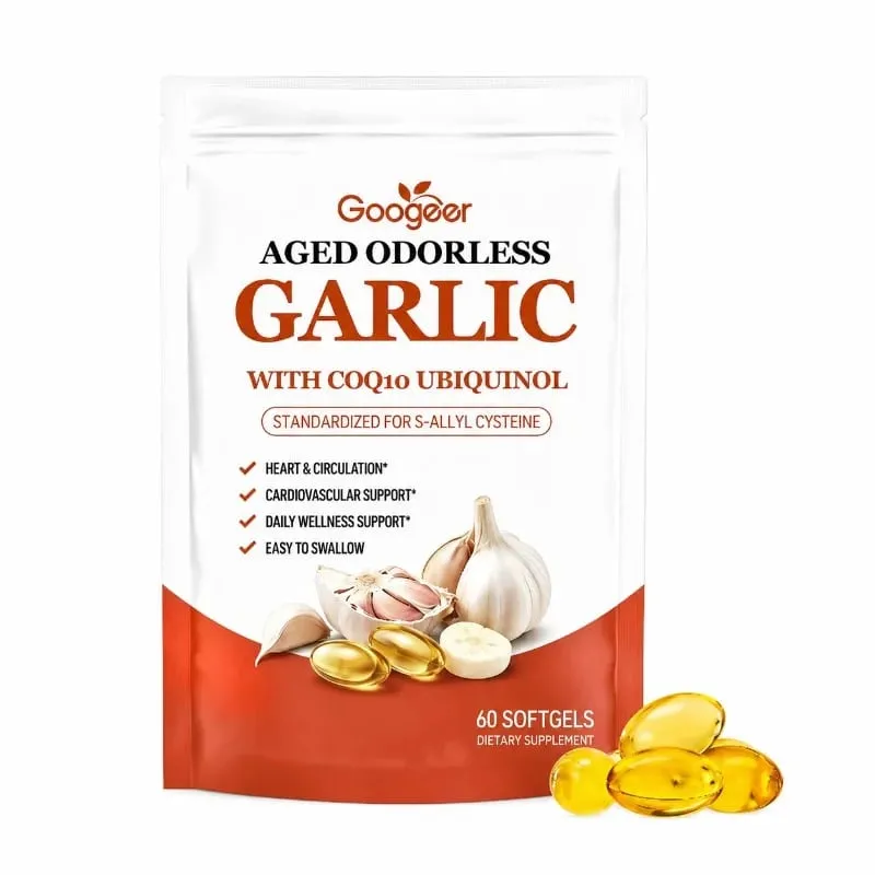 Viên nang mềm tỏi không mùi có tuổi với CoQ10 Ubiquinol & K2 Huyết áp Tim & Tuần hoàn Hỗ trợ Cholesterol 60 Viên nang mềm — image 8