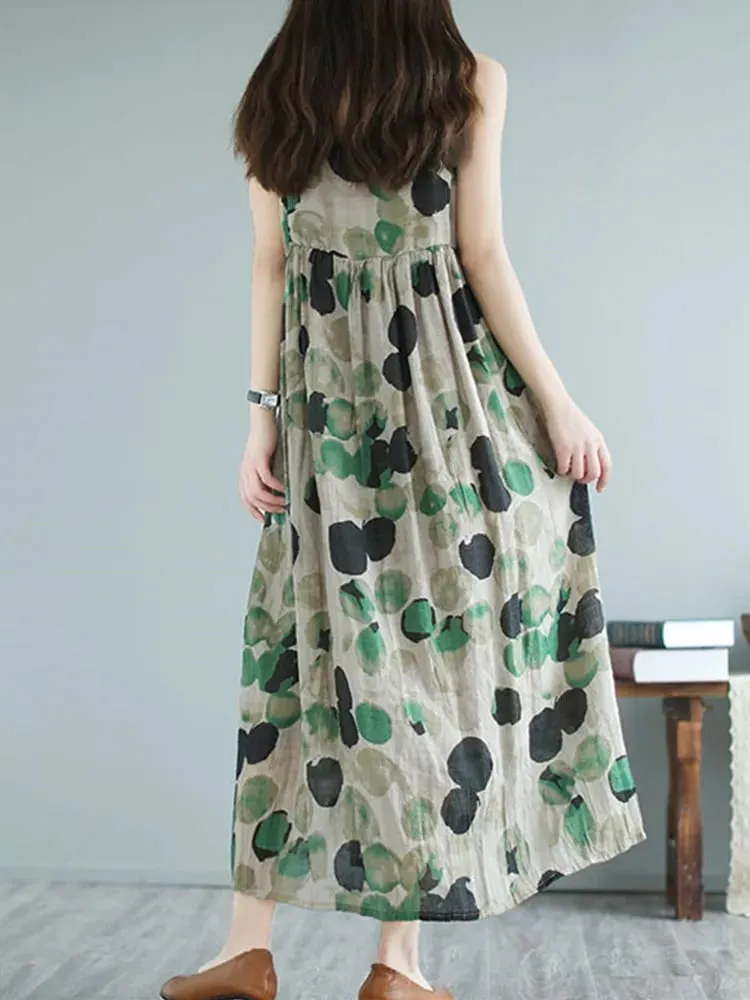 sleeveless strap vintage floral Polka Dot new in dresses for women casual loose long summer beach dress elegant clothing 2025 — image 2