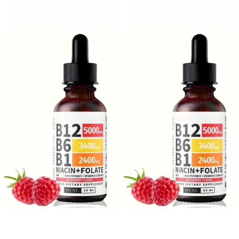 Vitamin-B12-Flüssigkeitstropfen, 60 ml, Himbeergeschmack, mit Vitamin B6+B1 usw. Multivitamin unterstützt die Energierückgewinnung und die Gesundheit des Gehirns und des Herzens — image 8