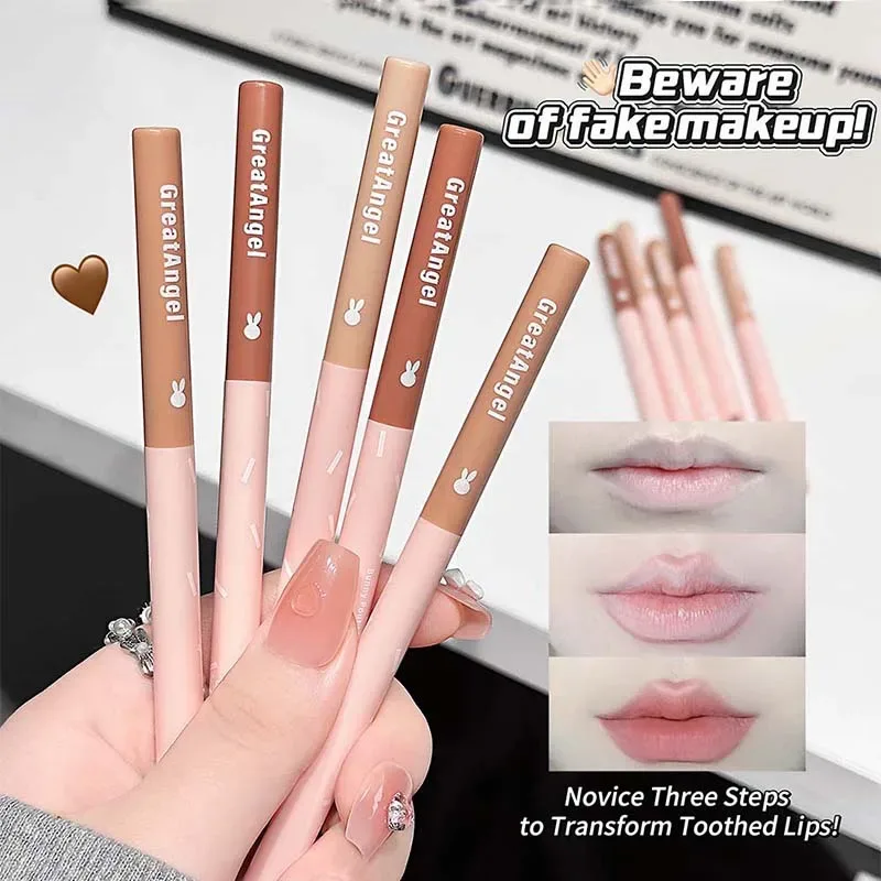Korean Lip Liner Waterproof Matte Lip Liner Pencil Non-stick Cup Smooth Lip Contour Pen Nude Pink Brown Lip Makeup For Women — image 7