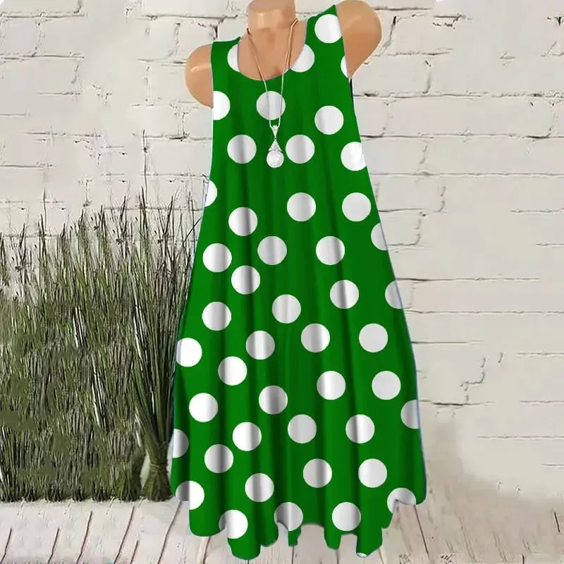Round Dot Pattern Fashion Women Mini Dresses Summer Sleeveless 3D Printing Street Ladies Trend Dress 3XL Plus Size Casual Dress — image 5