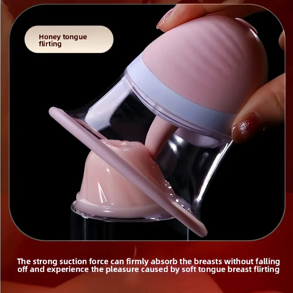 Breast Enlargement Suction Vibrator Rotating Tongue Licking Vacuum Pump chest Massager Nipple Stimulation Masturbator Sex — image 2