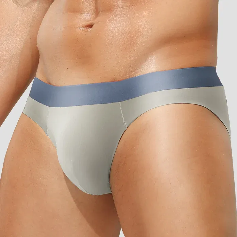 Men's ice silk seamless underwear men breathable briefs summer thin boys sports low waist short shorts head — image 7