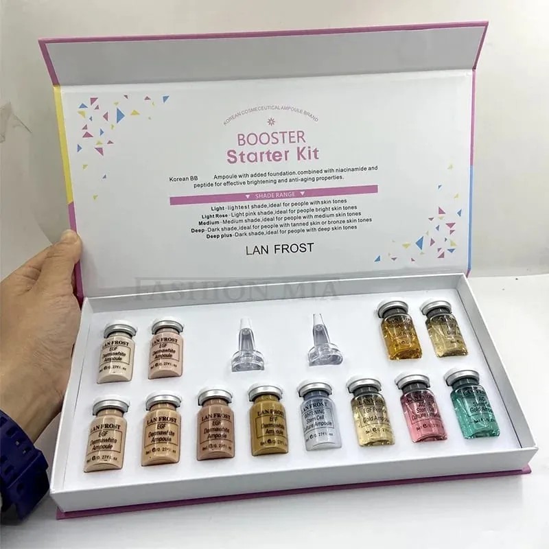 12 Vials Korea 8ml BB Cream Glow Ampoule Skin Booster Foundation Kit Salmon DNA/Niacinamide Facial Cosmetics