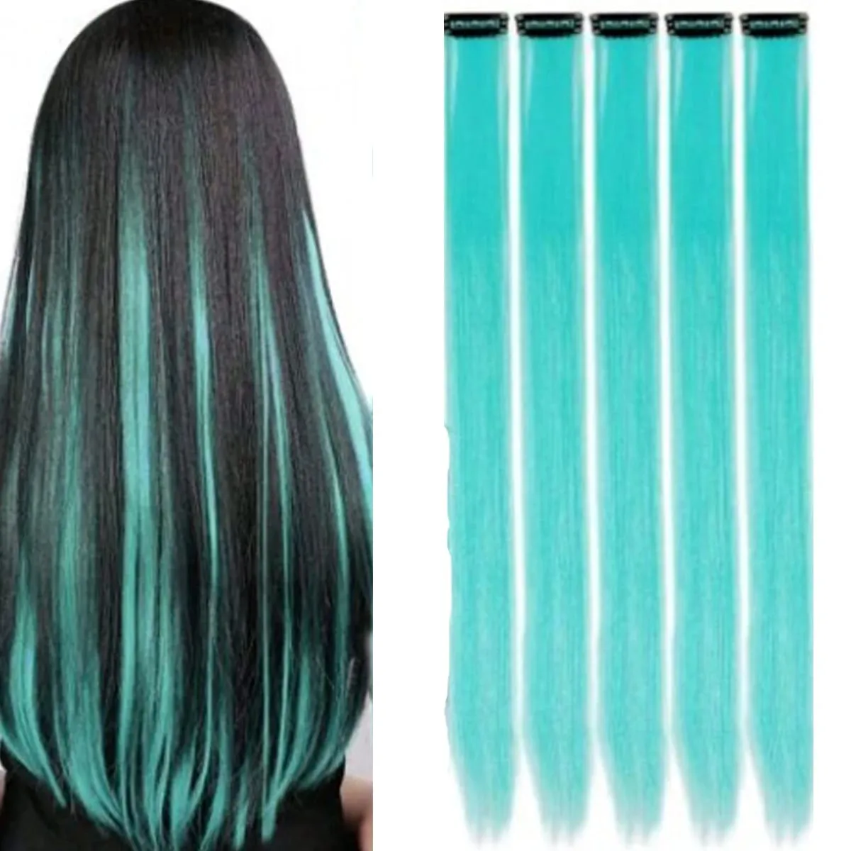 5PCS Klip Lurus Dalam Sambungan Rambut Klip Sorotan Sintetik Pada Potongan Rambut Rambut Fesyen Untuk Wanita Cosplay Pesta Harian — image 7