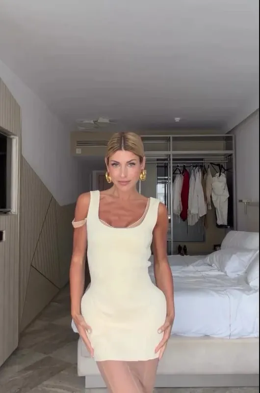 Kvinder Blonde Patchwork Sling Kjole Mesh Midi Cover-up Se Gennem ærmeløse Spaghetti Strap Kjoler 2026 Sommer Sexy Chic Wear — image 11