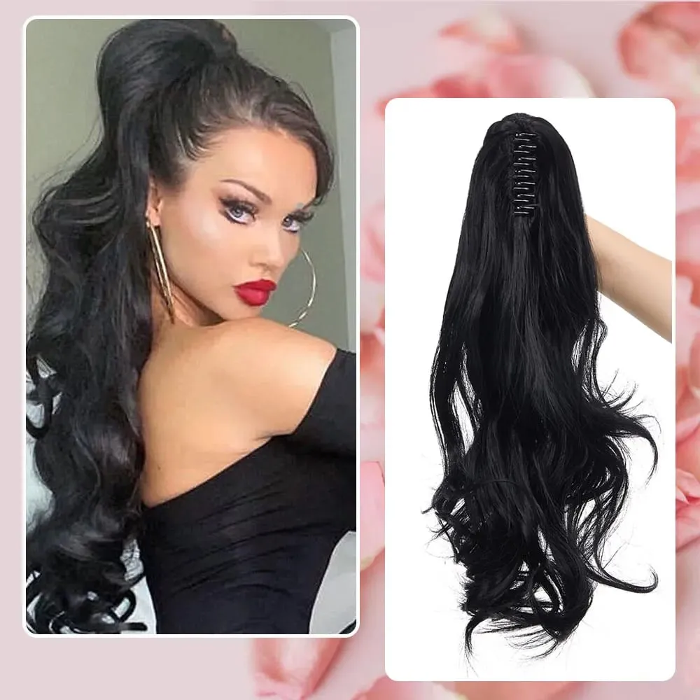 18" Ponytail Extension Synthetic Claw Clip in Hairpiece Curly Wavy Ponytail Hair Extensions Long Pony Tail Hairpiece for Women — image 8