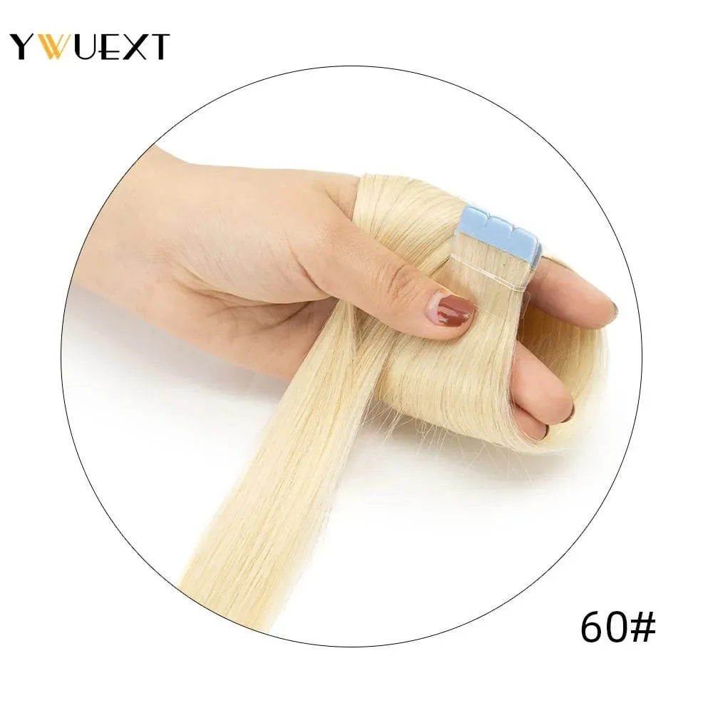 Mini Tape in Human Hair Extensions Straight Natural Black 1B# Machine Made Remy Hair 10pcs/pack Invisible Tape Hair — image 11