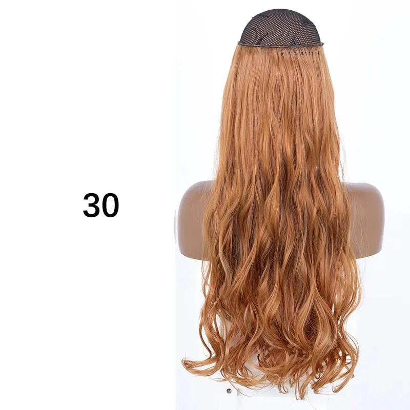 Synthetic No Clip Hair Extensions Natural 16 22 32" Long Wavy Invisible Wire One Piece False Hairpiece For Women