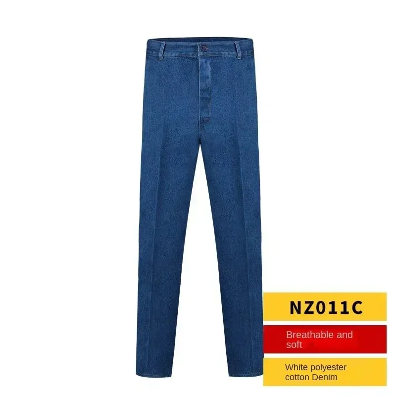 Men's Work Pants with Thick Loose Wear-resistant Welded Heat-resistant Reflective Strips Jeans Plus Size Labor Protection Pants — image 10