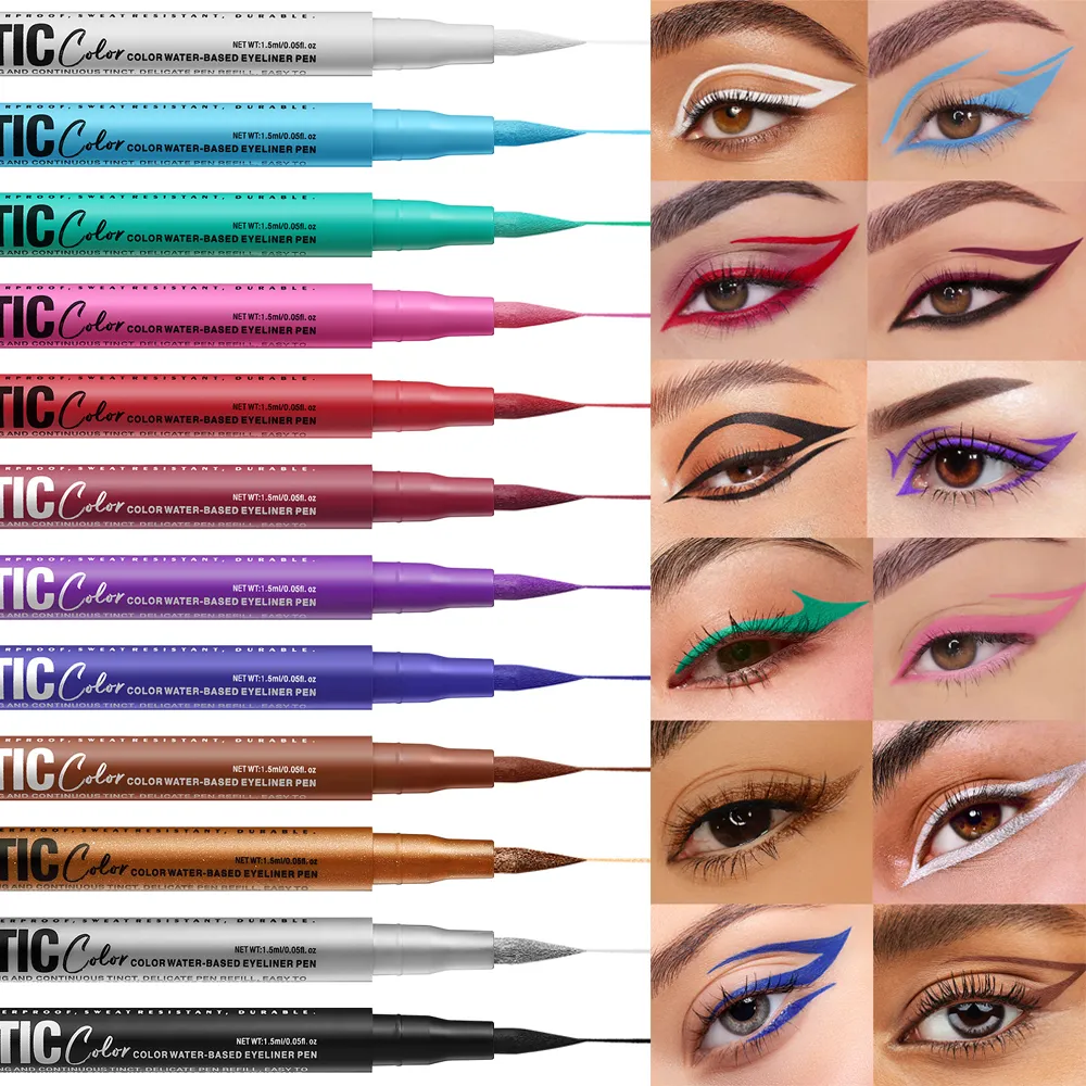 Matte Blue Black Liquid Eyeliner Pen Waterproof 12 Colors Ultra-thin Colorful Eyeliner Smooth Quick-Drying Eye Liner Pen Makeup — image 2