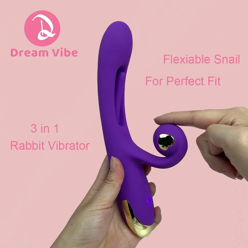 Vibrátor šneků 3 v 1 Máchání poklepávacím jazýčkem Flexibilní průnik hlemýžďů G Spot & Clitorial Sexy hračka pro ženy Potěšení 18+