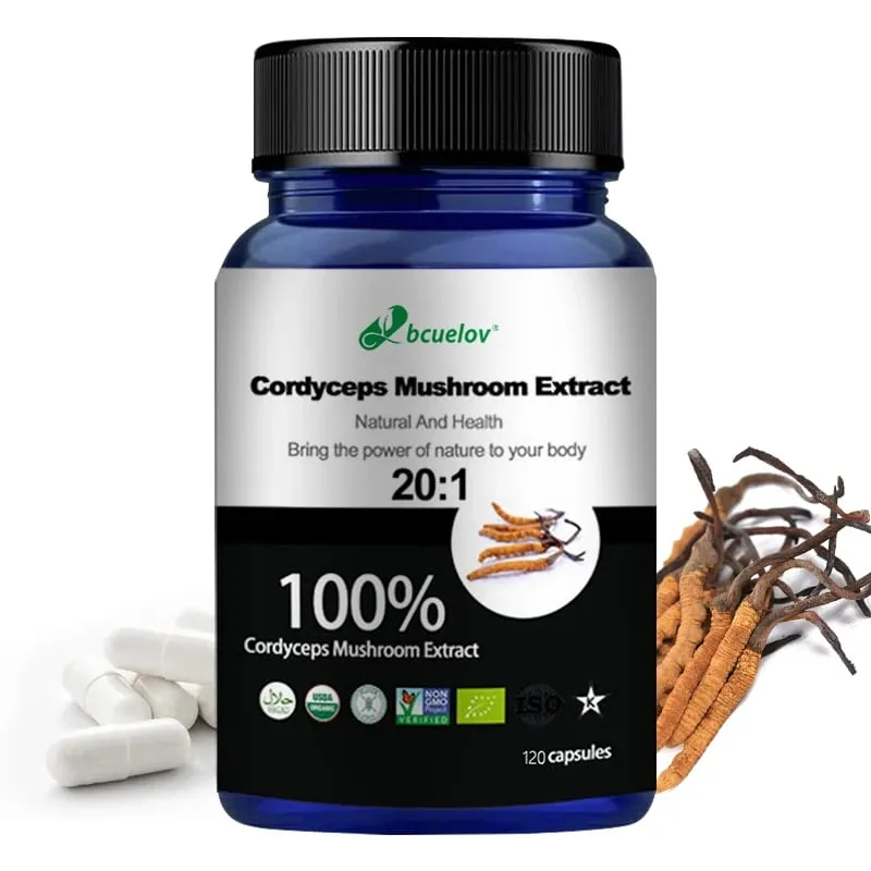 Pure Cordyceps Mushroom Extract Supplement - Improve Energy Respiratory Immune Kidney Health Support Vegetarian Capsules — image 1