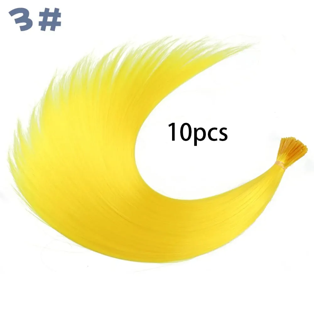 Synthetische farbige I-Tip-Stick-Haarverlängerungen, glattes Haar, 40,6 cm, für Frauen, hohe Temperaturen, 10 Strähnen/Packung, Farben — image 11
