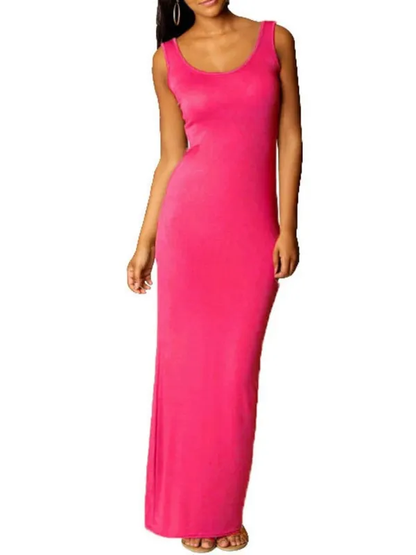 Sexy Solid Color Slim Bodycon Long Maxi Dress Women Elegant Sleeveless Skinny Dress Club Party Vestidos — image 7